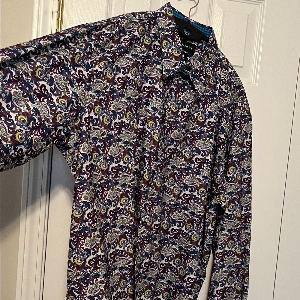 Paul Fredrick Men's Paisley Shirt - Blue and Yellow